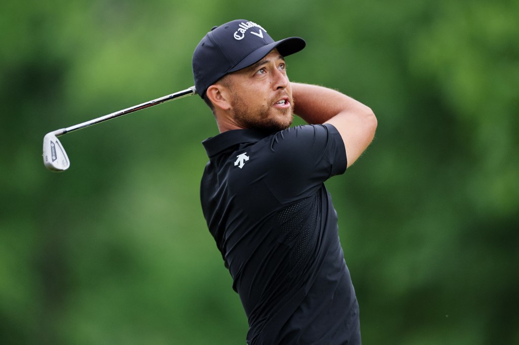 Xander Schauffele of the United States plays his shot from the eighth tee as we make our PGA Championship matchup picks