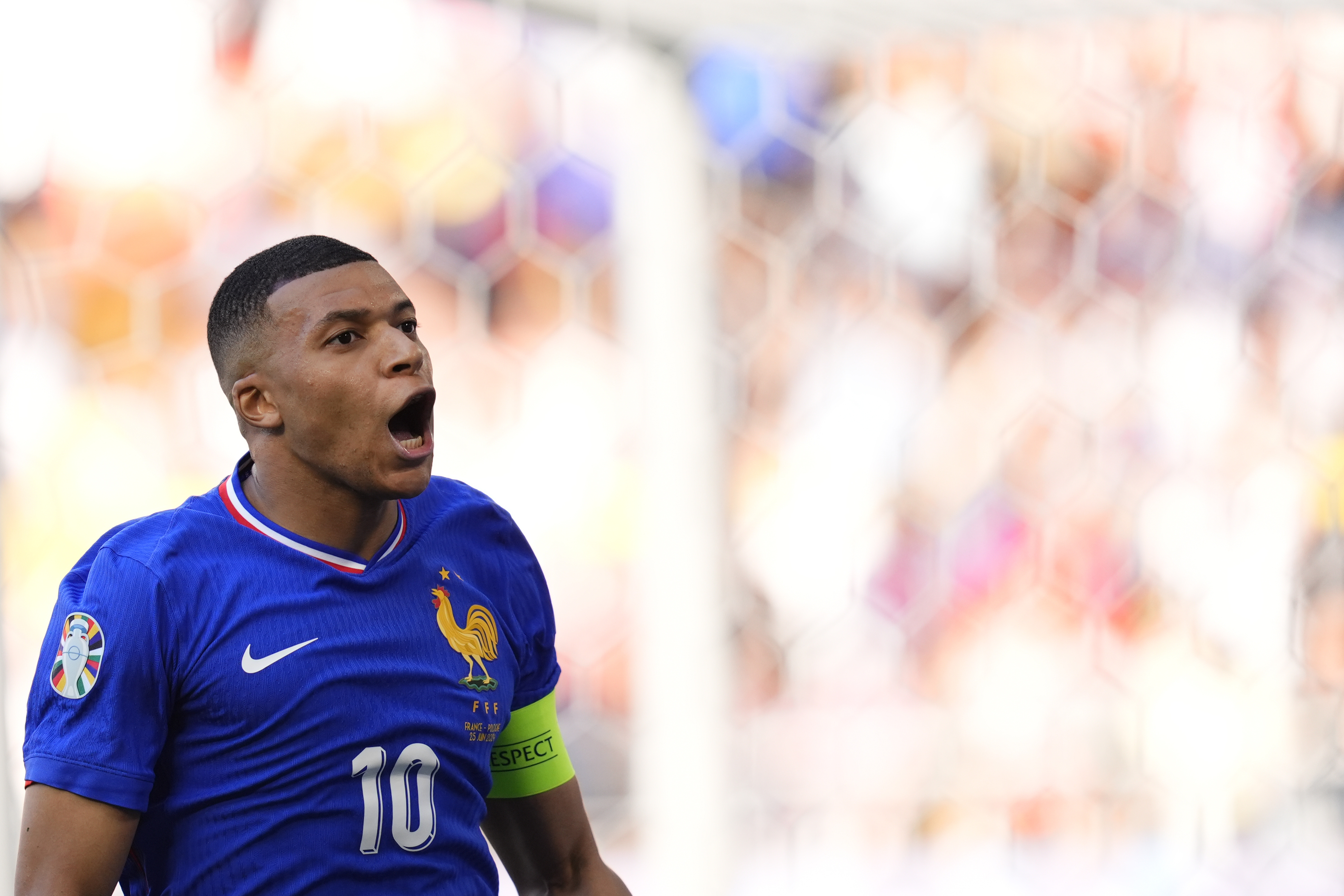 Kylian Mbappe of France during the Euro 2024 soccer match between France and Poland as we look at our France vs. Belgium picks and predictions