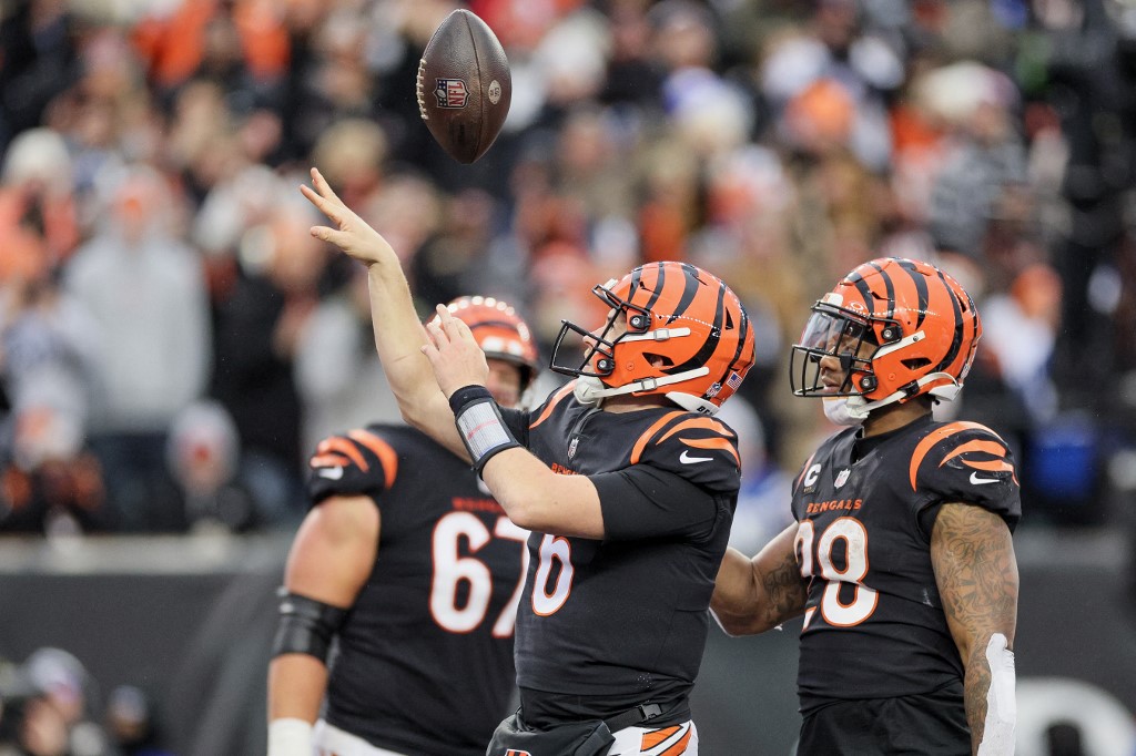 Jake Browning of the Cincinnati Bengals reacts after scoring a touchdown as we share our best Vikings vs. Bengals player props.