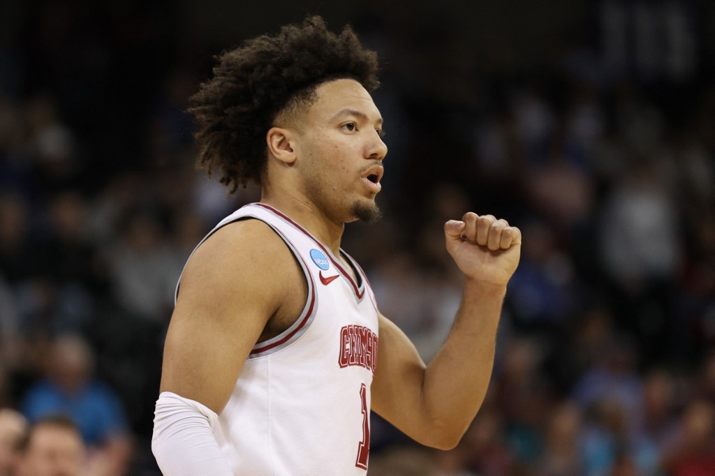 Mark Sears of the Alabama Crimson Tide reacts against the Charleston Cougars during the first half in the first round of the NCAA Men's Basketball Tournament as we look at our Grand Canyon-Alabama prediction.