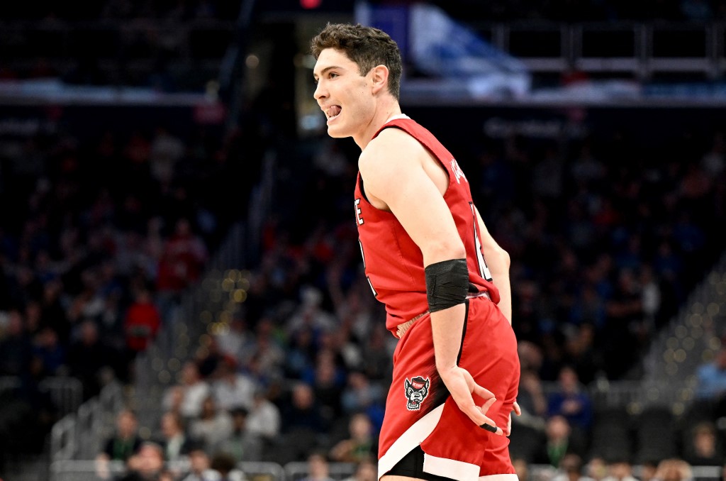 Michael O'Connell #12 of the North Carolina State Wolfpack celebrates as we look at our FanDuel North Carolina promo code