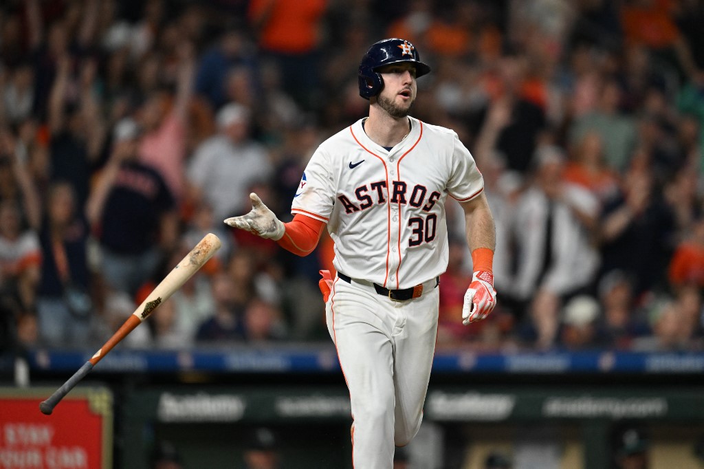 Kyle Tucker #30 of the Houston Astros hits a two-run home run as we look at DraftKings' recent comments about launching in Texas