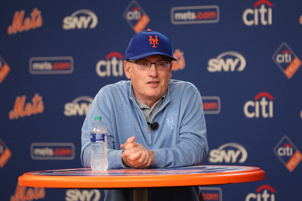 New York Mets majority owner Steve Cohen addresses the media before a baseball game against the Milwaukee Brewers.