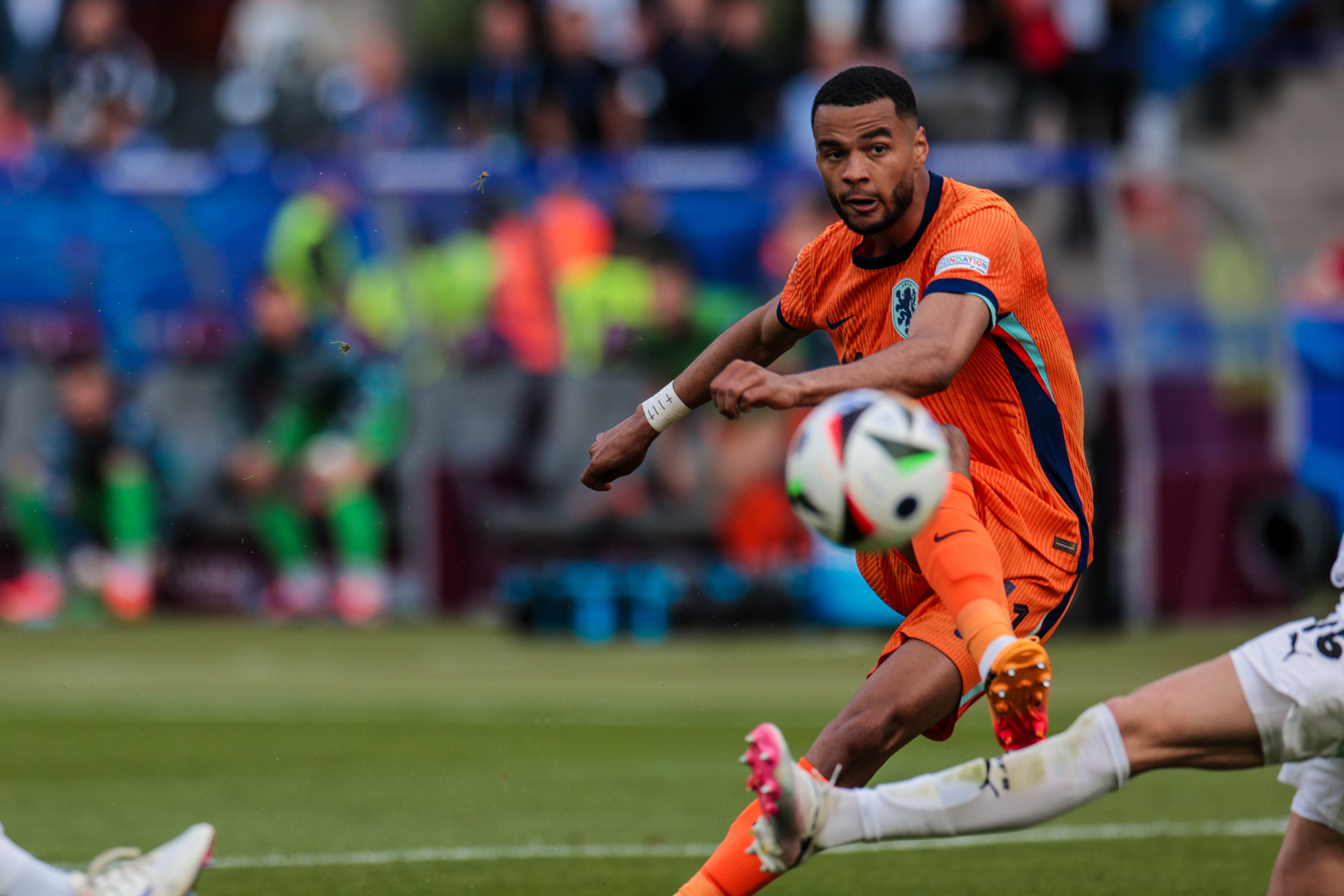 Cody Gakpo of Netherlands shoots as we offer our best Romania vs. Netherlands prediction and expert picks for Tuesday's Euro 2024 matchup.