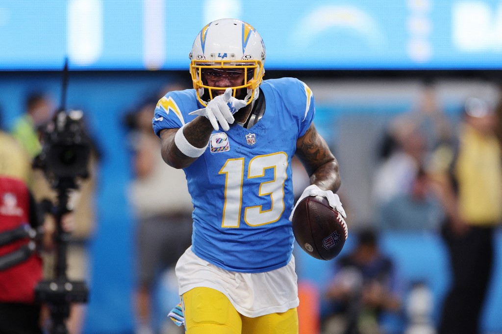Keenan Allen of the Los Angeles Chargers celebrates as we share our best Broncos vs. Chargers player props.
