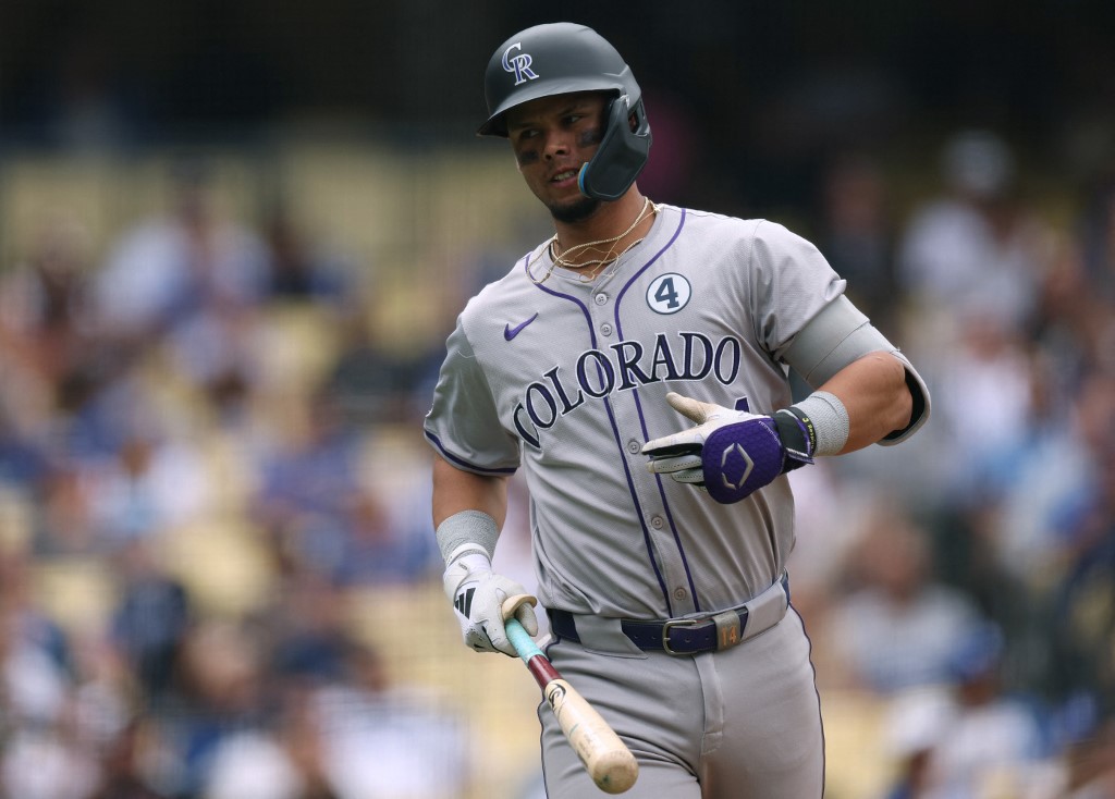 Ezequiel Tovar of the Colorado Rockies reacts to his line out as we look at the Colorado sportsbook financials for April 2024.