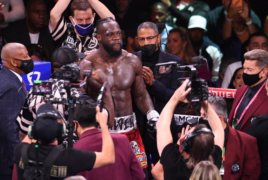 Deontay Wilder arrives to fight WBC heavyweight champion Tyson Fury for the WBC/Lineal Heavyweight title at the T-Mobile Arena in Las Vegas on Oct. 9, 2021, and Underscoreg Review spoke to Wilder about his past and upcoming fights.