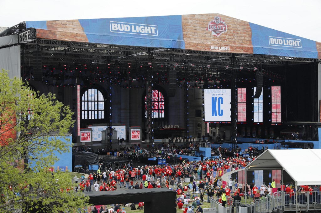 The NFL Draft Theater stage in Kansas City as we look at where you can legally bet on the NFL draft
