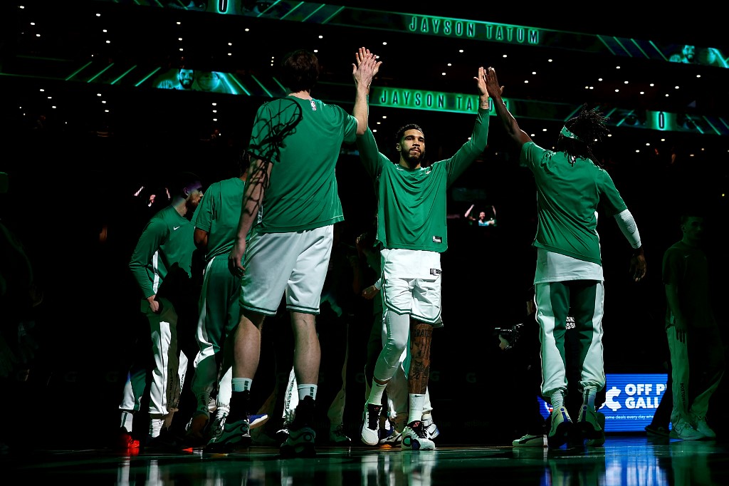 Jayson Tatum of the Boston Celtics is announced before the game against the San Antonio Spurs, and we offer new U.S. bettors our exclusive BetRivers bonus code.