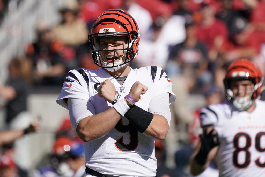 Joe Burrow of the Cincinnati Bengals calls a play as we share our favorite player props for Bengals vs. Ravens on Thursday Night Football.