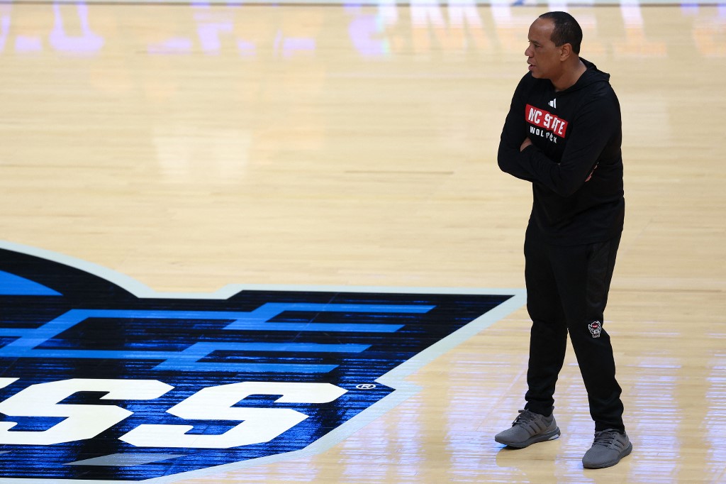 Head Coach Kevin Keatts of North Carolina State Wolfpack leads a drill as we look at North Carolina's first-week sports betting handle.