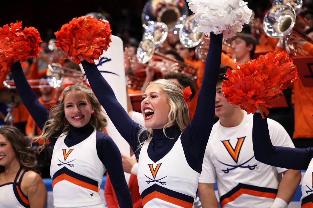 Virginia Cavaliers cheerleaders react as we look at Virginia's sportsbook financials for April 2024
