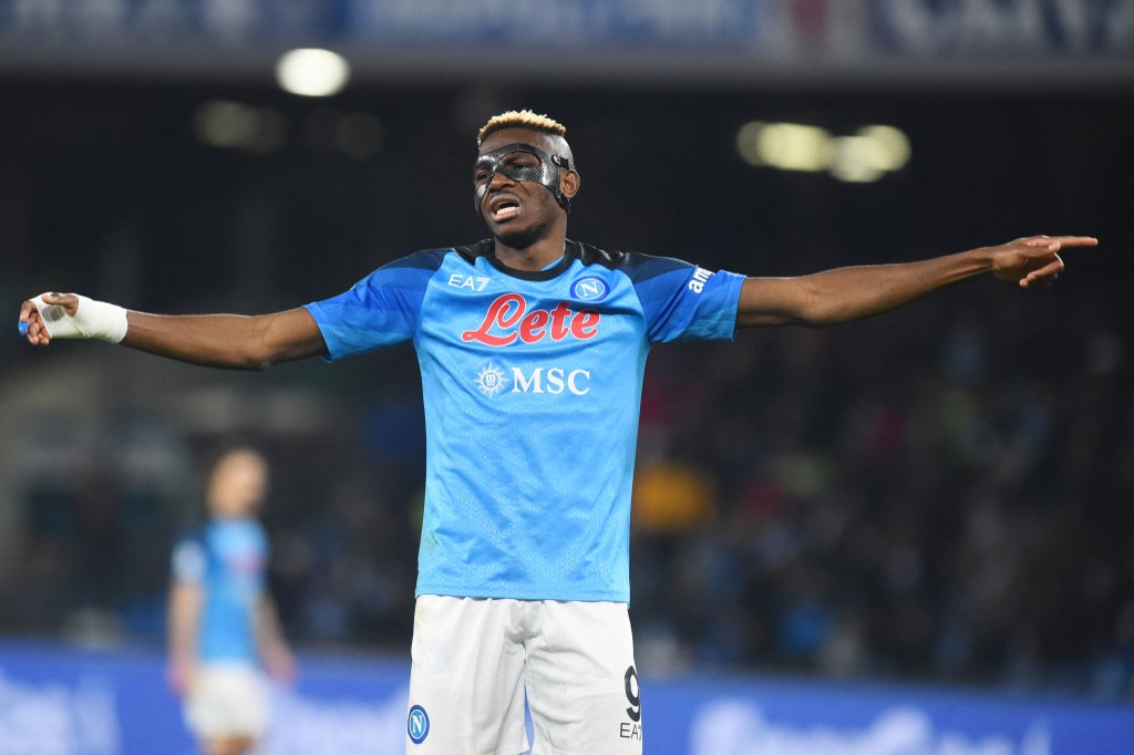 Victor Osimhen of SSC Napoli during the Italian championship Serie A football match between SSC Napoli and AS Roma on January 29, 2023 at Stadio Diego Armando Maradona in Naples, Italy.