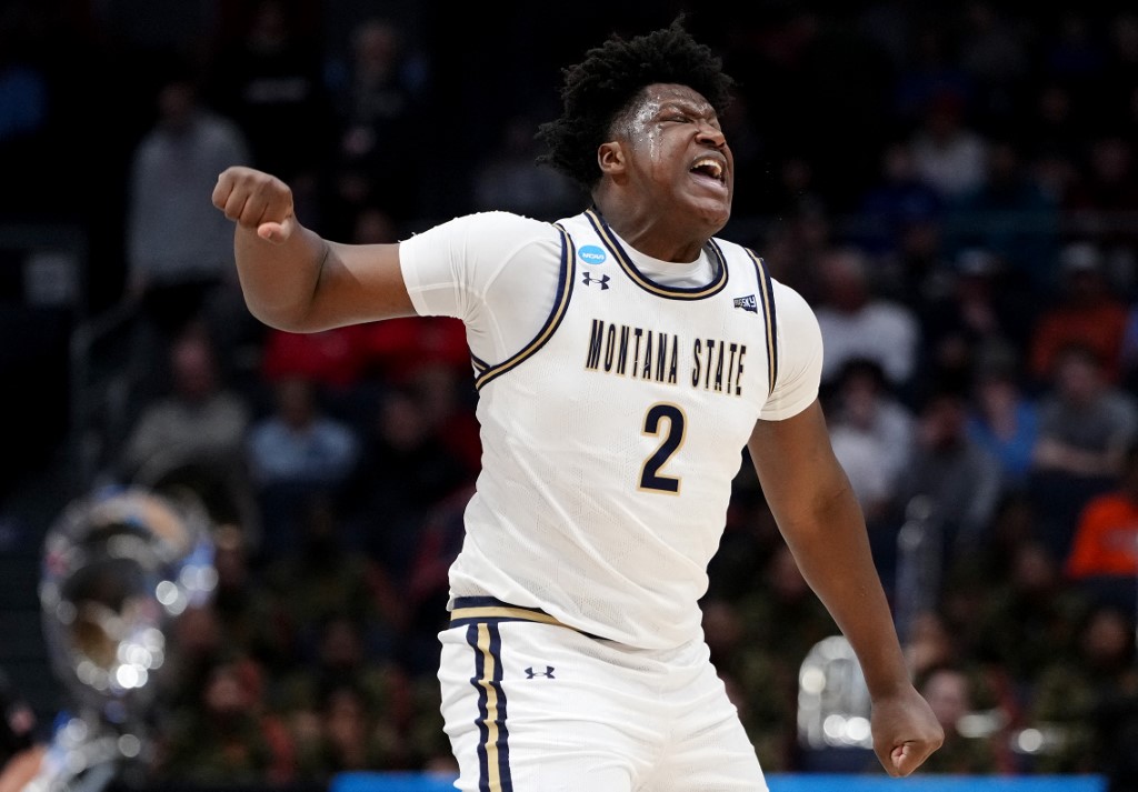 Brandon Walker #2 of the Montana State Bobcats reacts as we look at how Montana won't can college player props