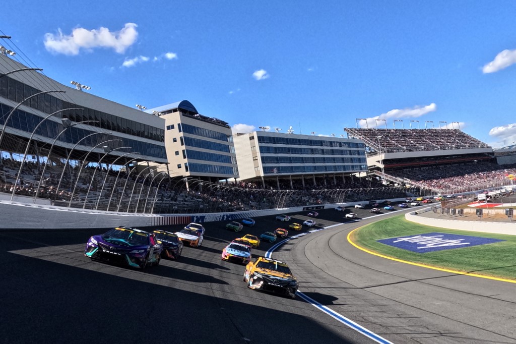 Tyler Reddick, driver of the No. 45 Jordan Brand Toyota, and Christopher Bell, driver of the No. 20 DEWALT Plumbing Solutions Toyota, lead the field at Charlotte Motor Speedway.