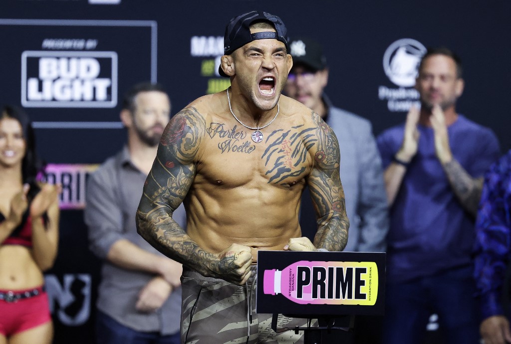 Dustin Poirier weighs in during the UFC 302 Ceremonial Weigh-in as we offer our FanDuel UFC 302 promo code