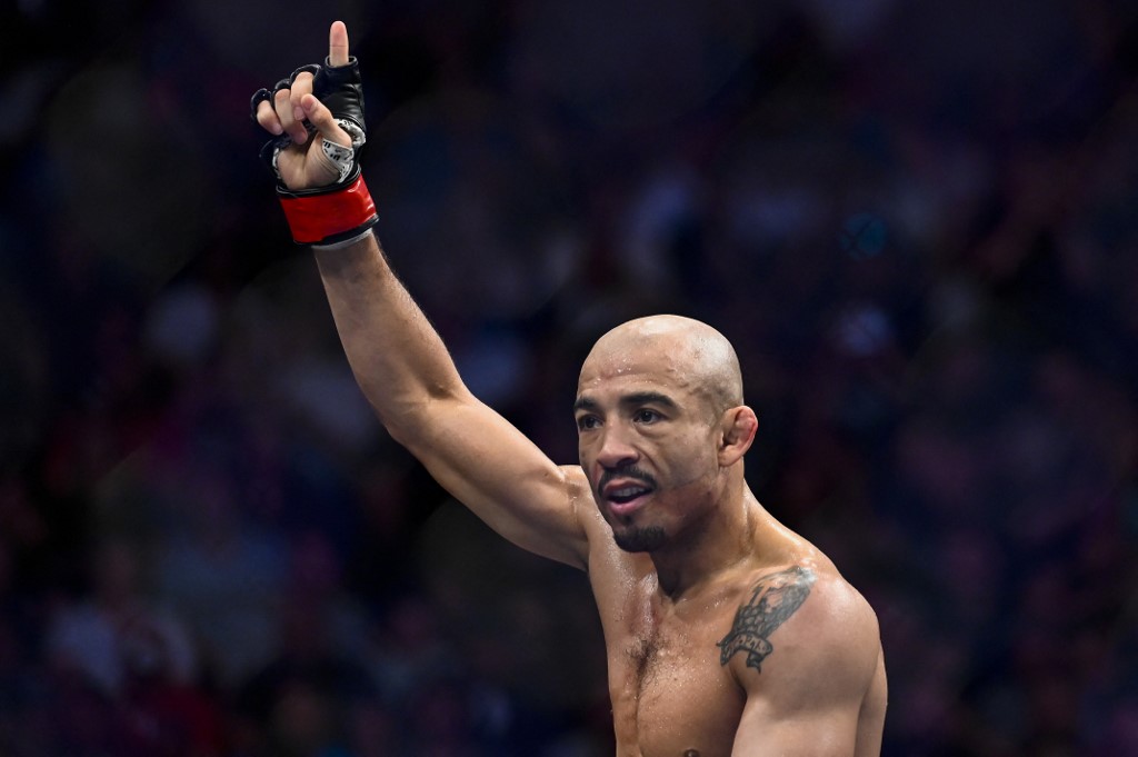Jose Aldo of Brazil reacts after a bantamweight bout as we offer our BetMGM UFC 301 bonus code