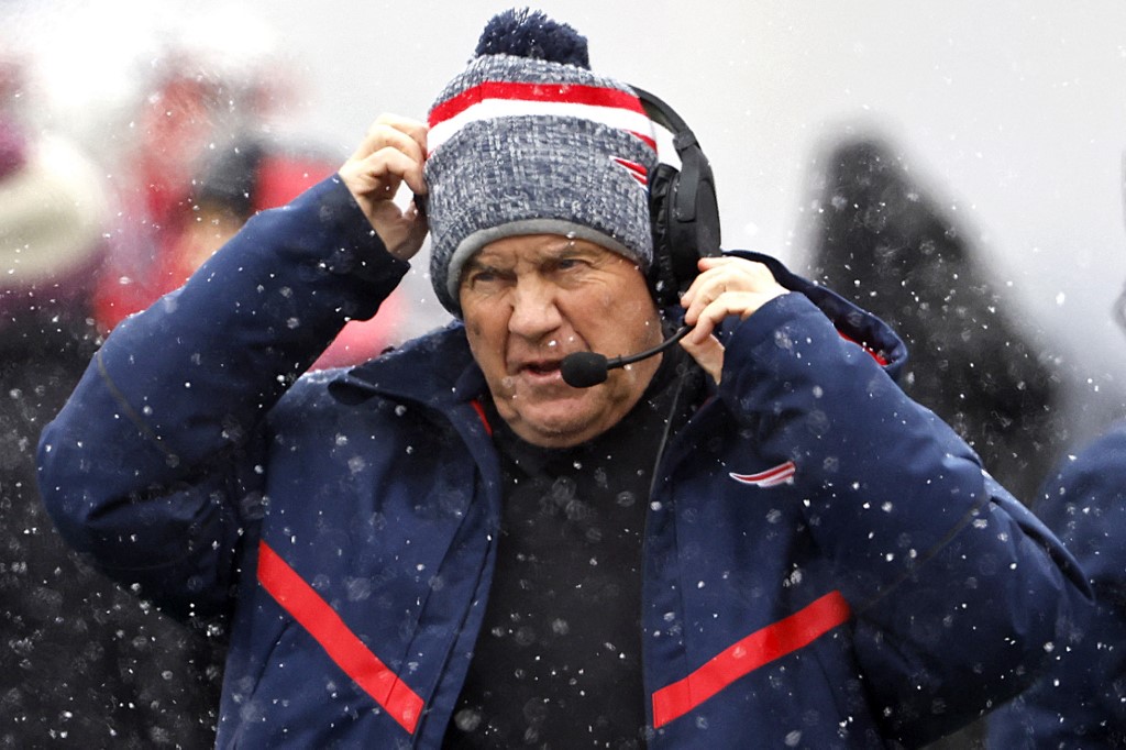 New England Patriots head coach Bill Belichick looks on in the first half at Gillette Stadium on Jan. 7 as we look at our Bill Belichick next team odds.