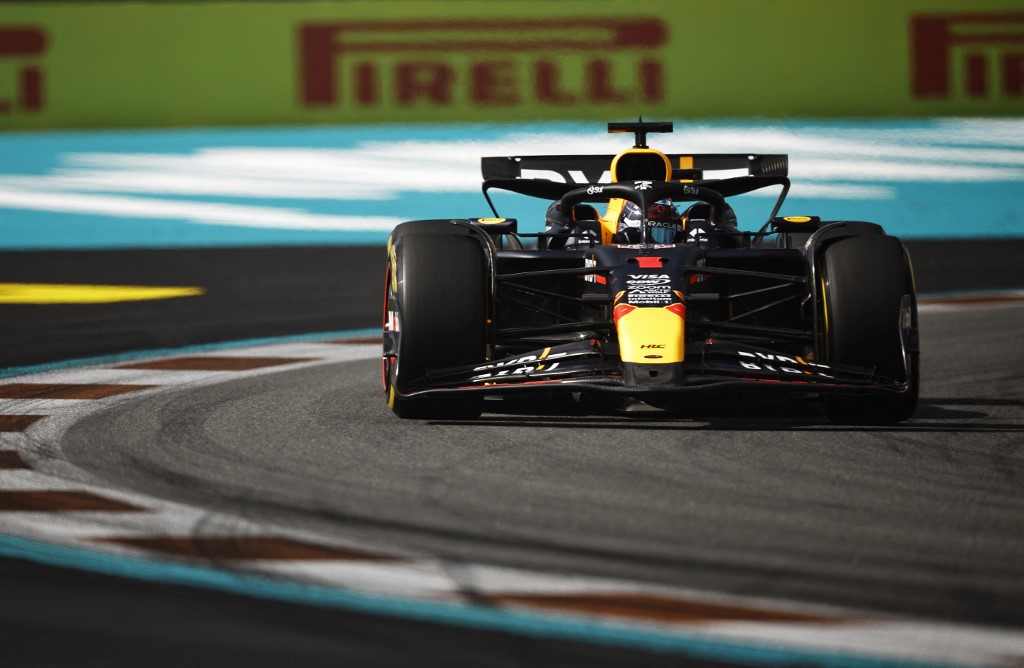 Max Verstappen and his Oracle Red Bull Racing RB20 on track during Sprint Qualifying ahead of the F1 Grand Prix of Miami as we dive into our best Miami Grand Prix predictions.