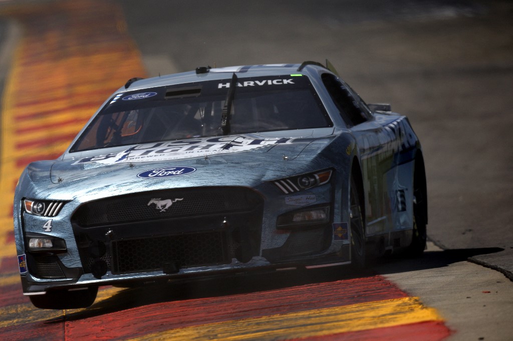 Kevin Harvick, of the #4 Busch Light Ford, drives during practice for the NASCAR Cup Series Go Bowling at The Glen at Watkins Glen International on Aug. 19, 2023 in Watkins Glen, NY. Photo by Sean Gardner/Getty Images via AFP. NASCAR