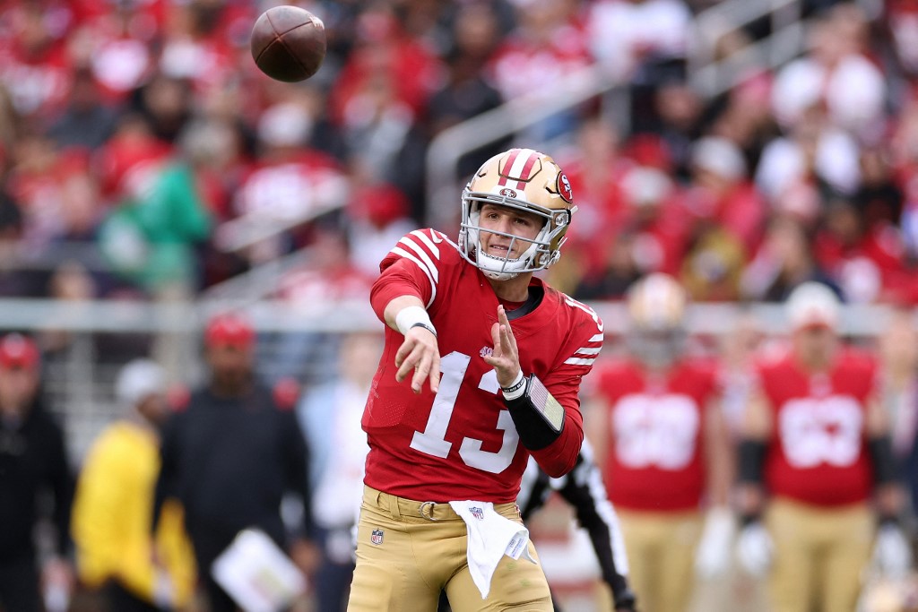 Brock Purdy of the San Francisco 49ers throws the ball against the Arizona Cardinals at Levi's Stadium on Jan. 08. 