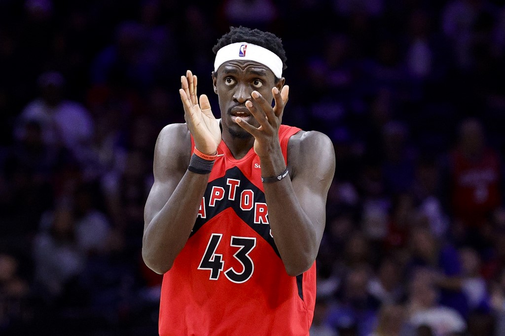 Pascal Siakam of the Toronto Raptors reacts in the fourth quarter against the Philadelphia 76ers.