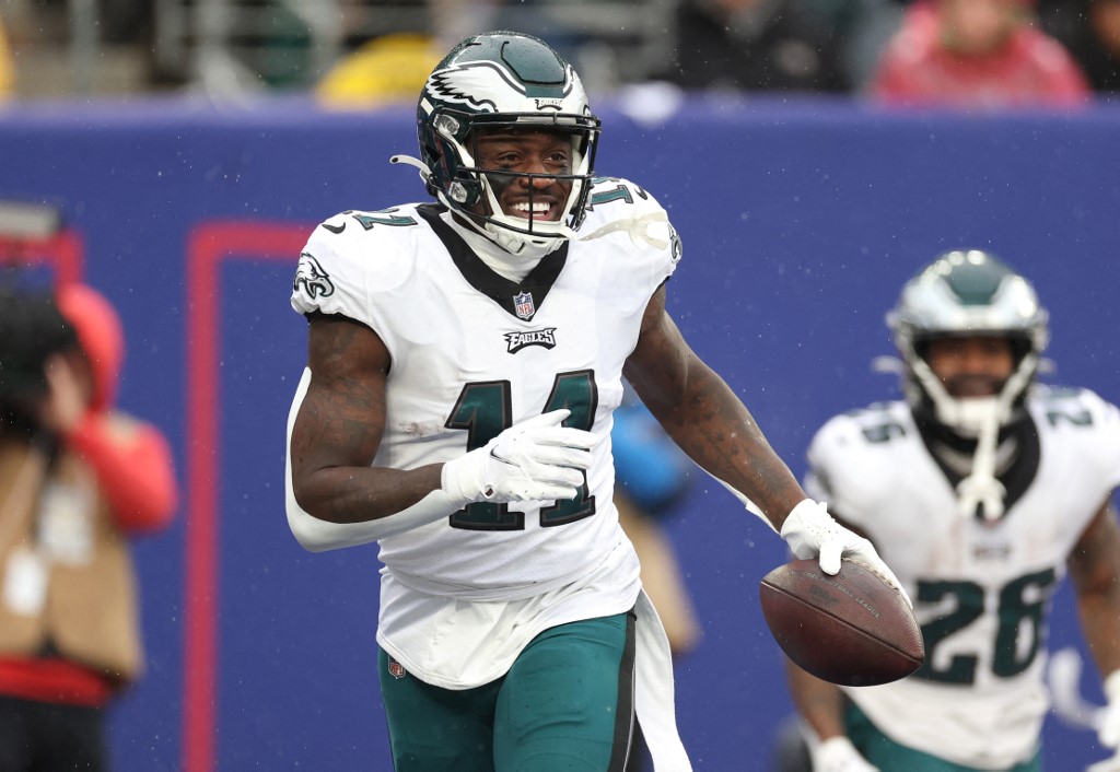 A.J. Brown #11 of the Philadelphia Eagles features in our Eagles vs. Buccaneers SGP picks
