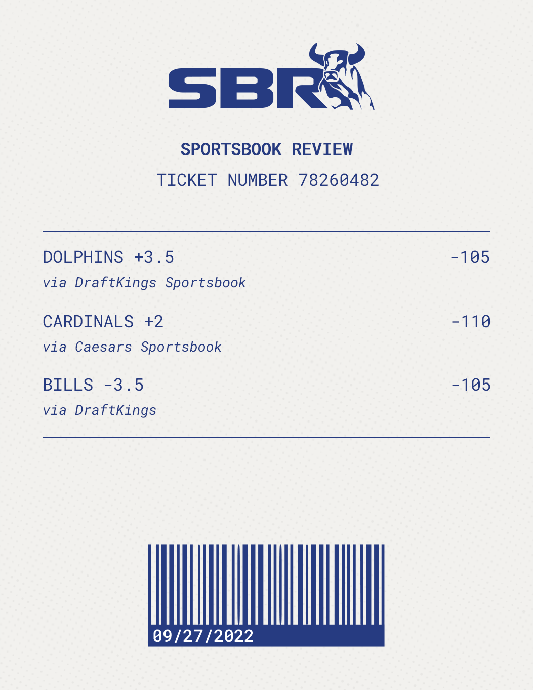 Sbr Betting TicketThree Picks