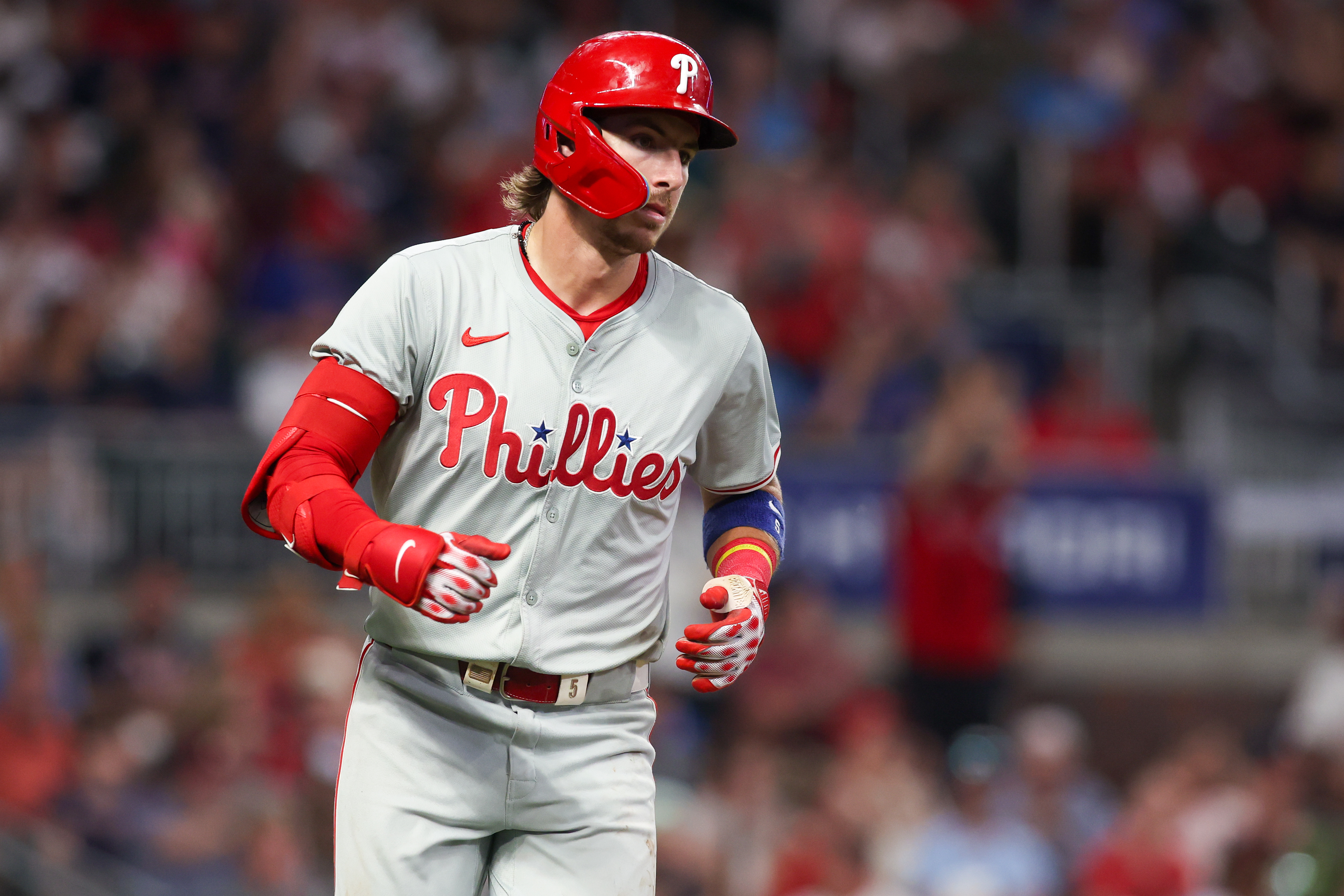 Philadelphia Phillies designated hitter Bryson Stott hits a single as we look at our best Dodgers vs. Phillies MLB player props