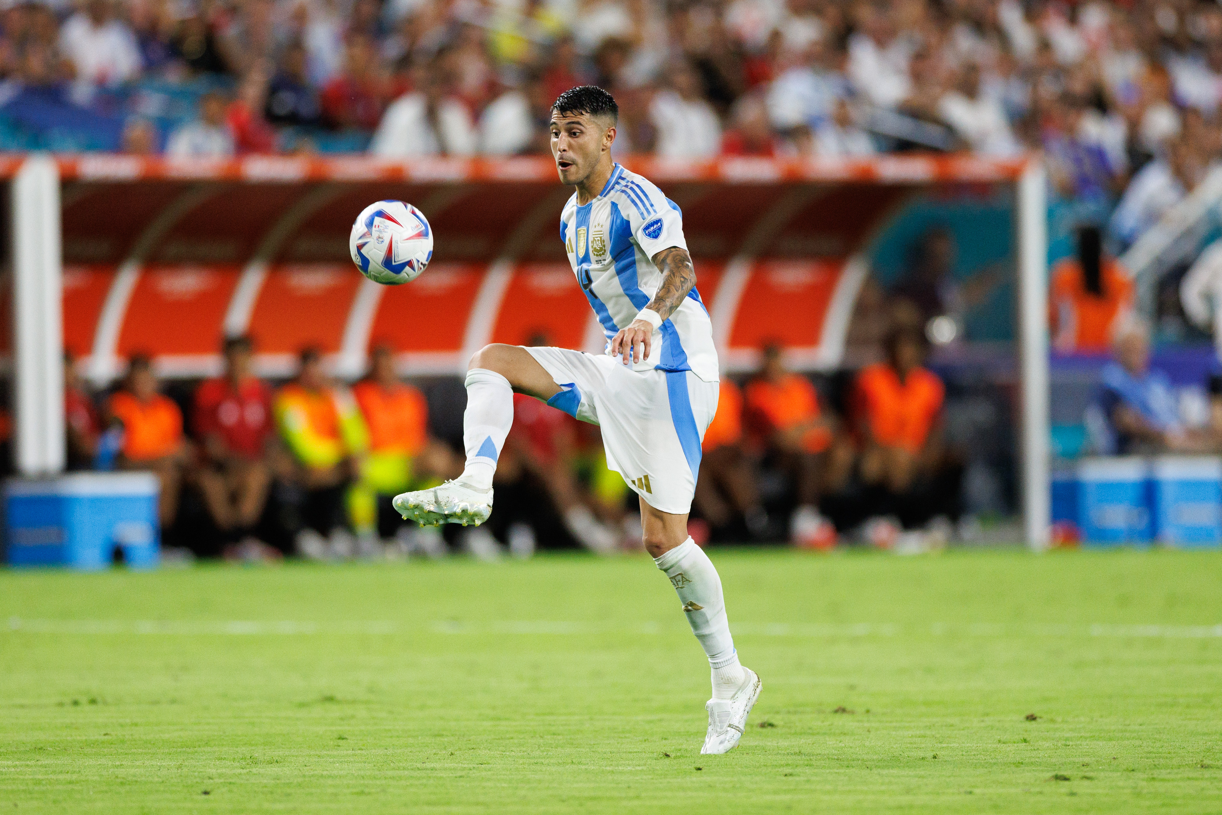 Argentina midfielder Exequiel Palacios controls the ball as we look at the Copa America odds