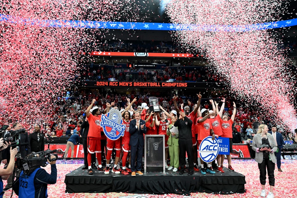 The North Carolina State Wolfpack celebrate after winning as we look at our FanDuel North Carolina promo code