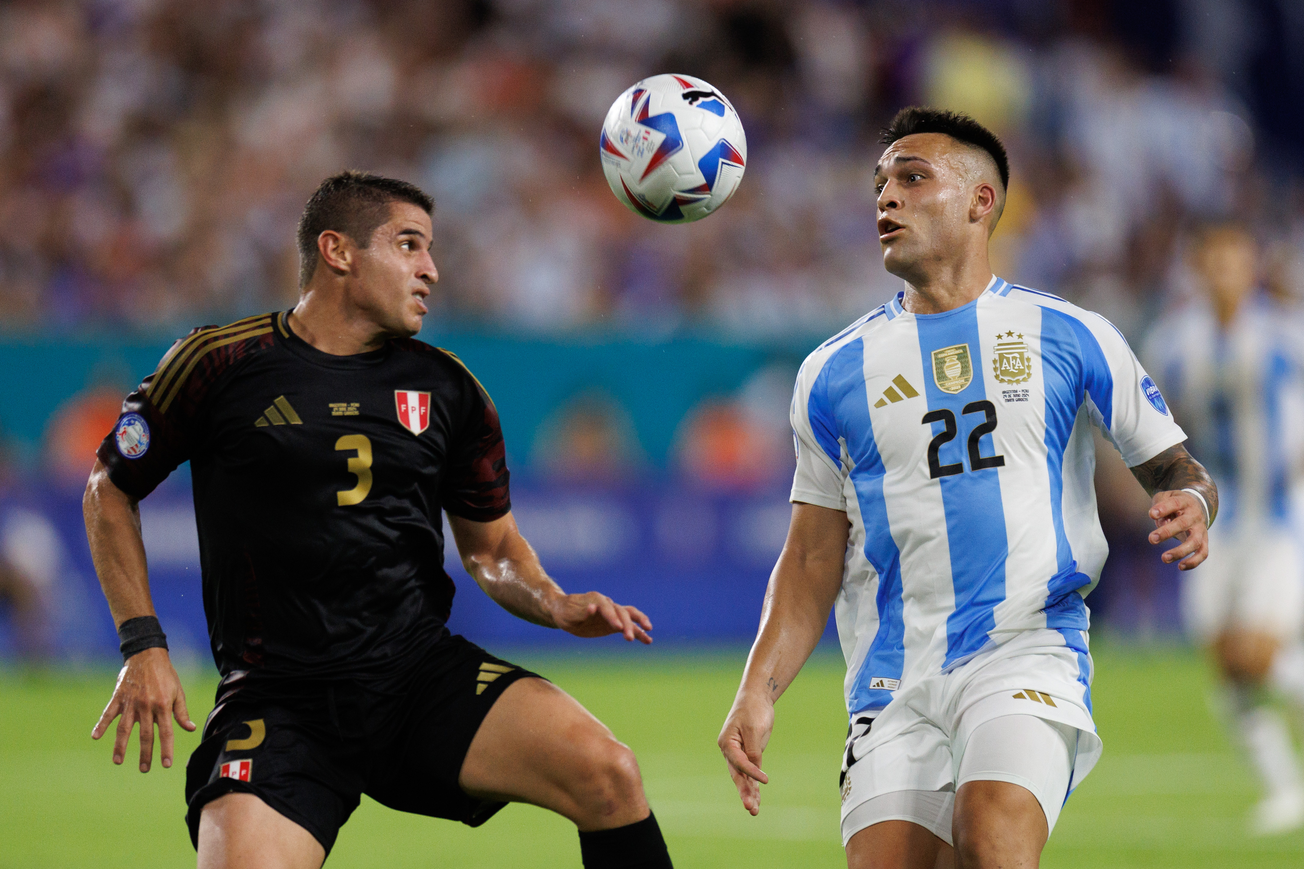 Argentina forward Lautaro Martnez controls the ball as we look at our our best bets for the Copa America 2024 quarterfinals match featuring Argentina and Ecuador. 