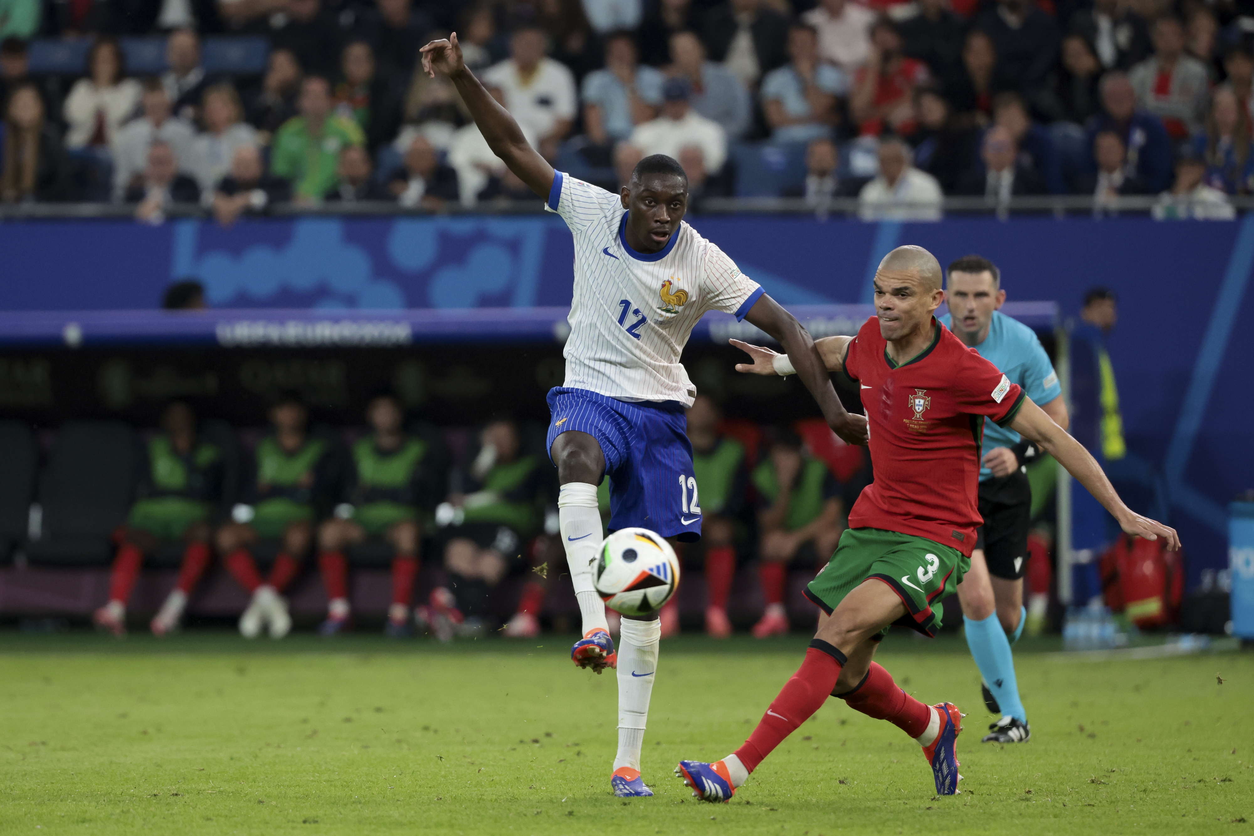 Randal Kolo Muani controls the ball against Portugal as we offer our best picks and predictions for the Euro 204 semifinal featuring France and Spain.