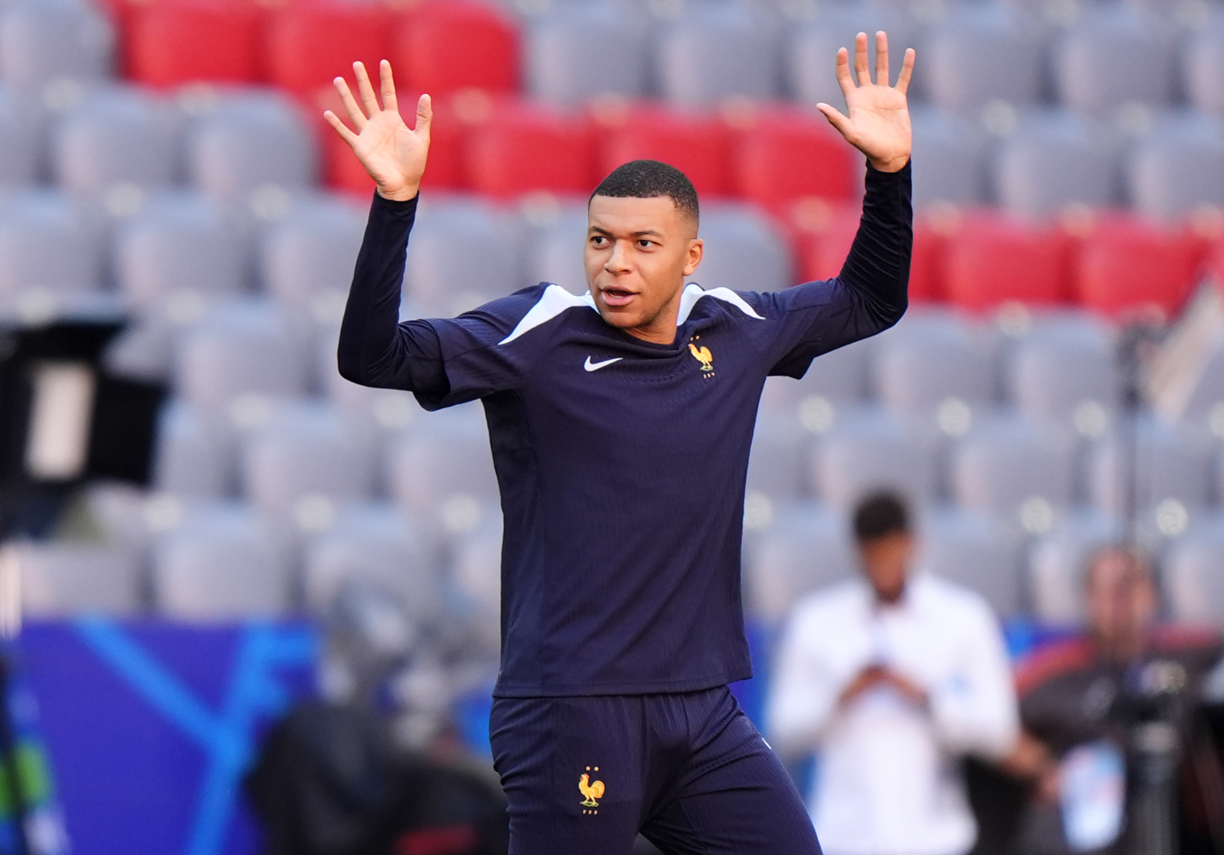 France's Kylian Mbappe during a training session as Gonzales Oona profiles some appealing player props for the Spain vs. France Euro 2024 semifinal.