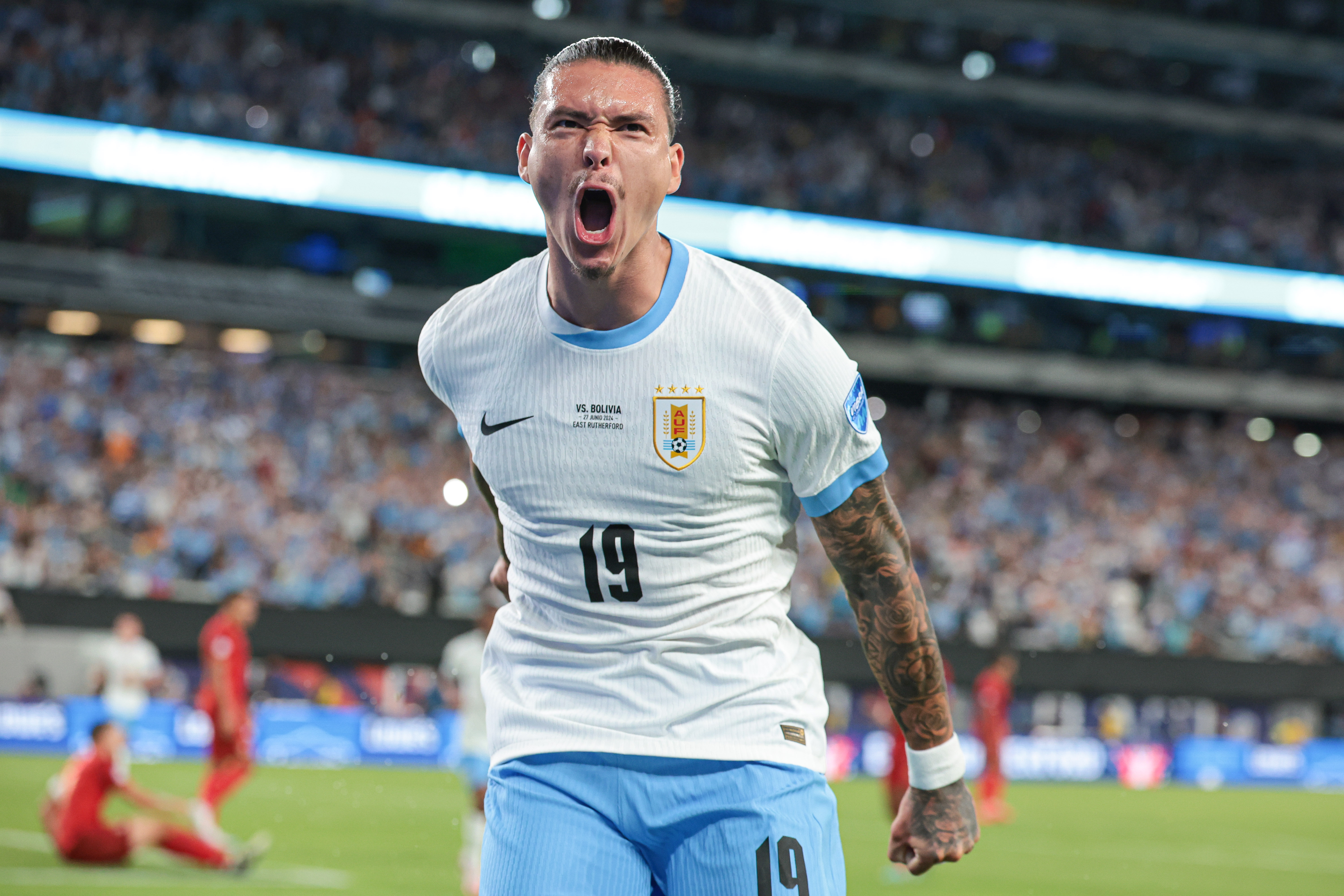 Uruguay forward Darwin Nunez celebrates his goal as we look at our USA vs. Uruguay picks and predictions