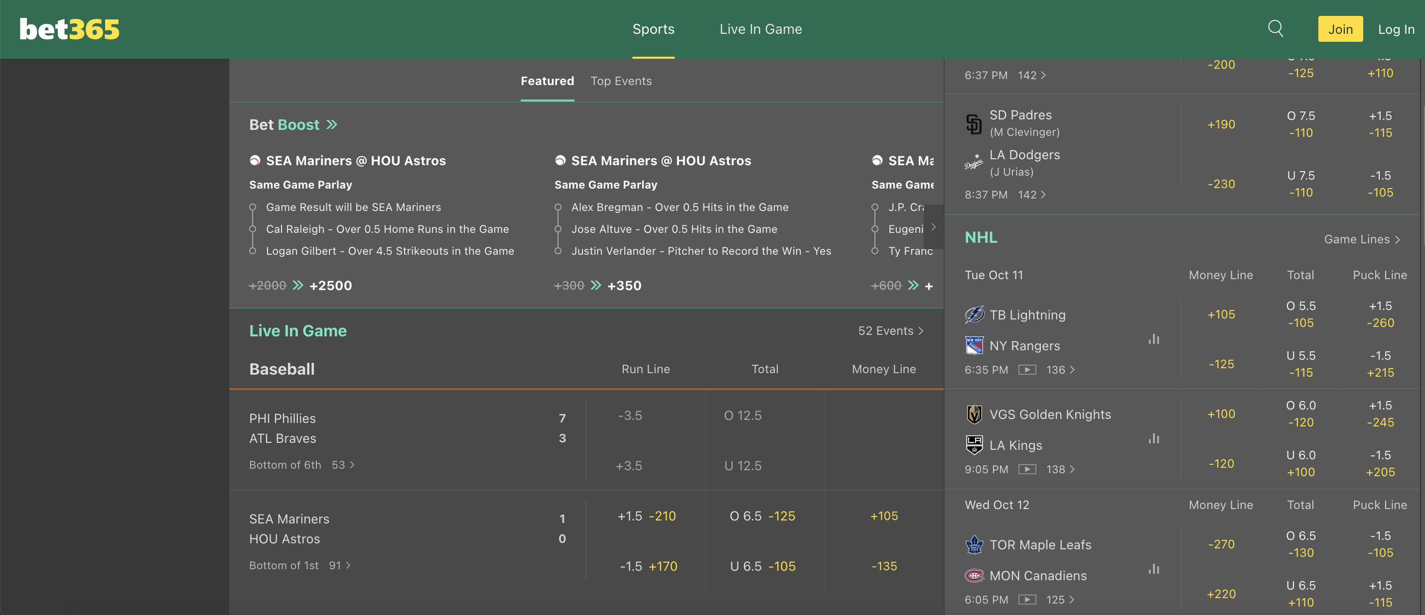 bet365 US homepage